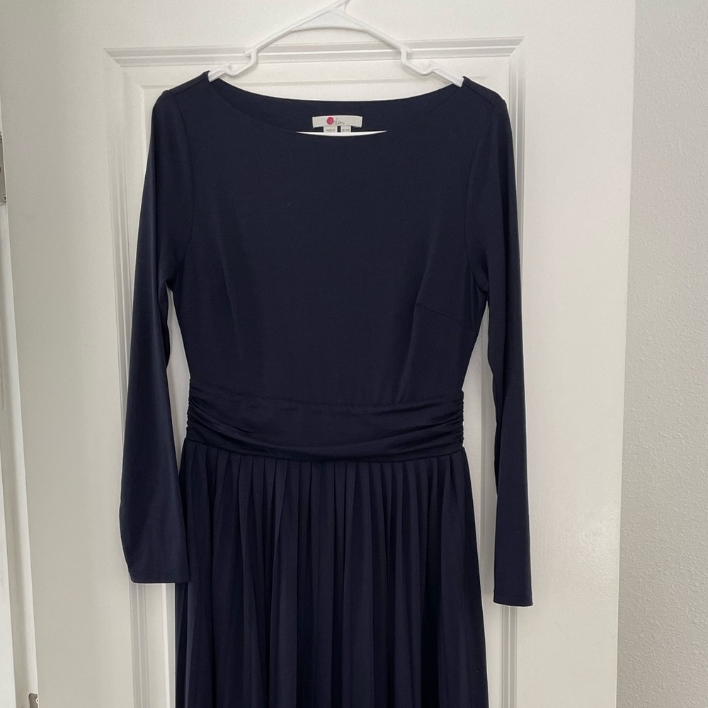 Boden knit pleated midi dress navy size 6